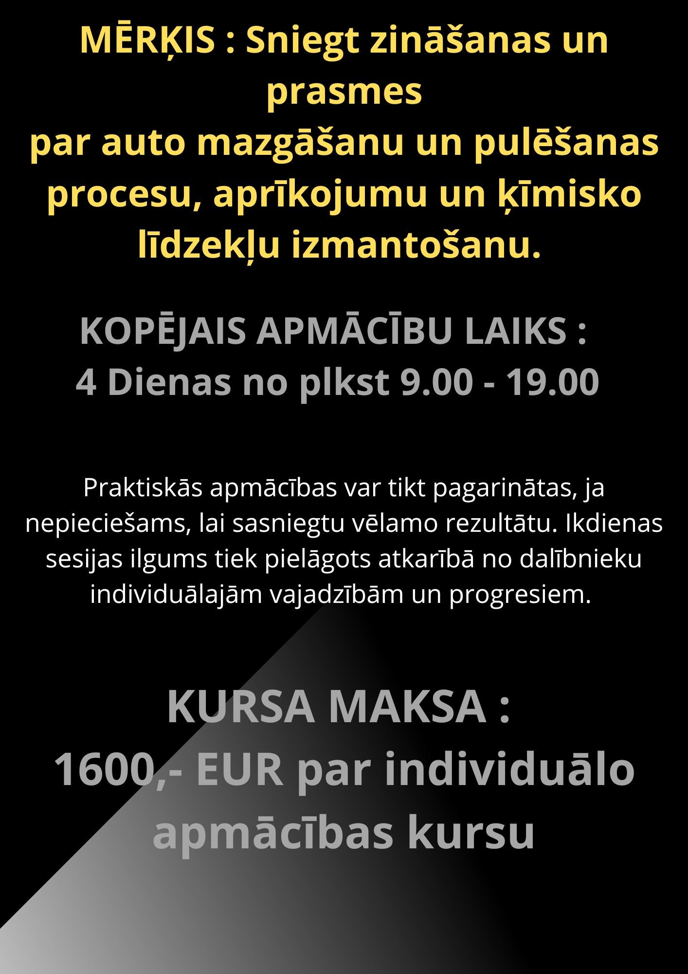 Profesionāli virsbūves pulēšanas kursi